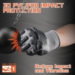 1 Pair 3D Pvc Protection Work Gloves Anti-impact Vibration Reduction Universal Size 17.78-22.86CM Palm 23.88CM Length For Diy Ho