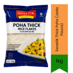 Thick Poha Jada Pauva 1KG - Premium Quality Flattened Rice Flakes Perfect For Savoury Breakfast Dishes & Roasted Chivda Namkeen