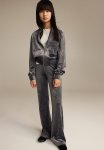 Flared Velour Trousers - Grey