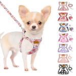 Slowton No Pull Dog Harness With Leash - Soft Lightweight Floral Pattern Puppy Harness Adjustable Pet Harness For Small Medium D