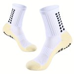 1PAIR Men's Non-slip Sports Socks With Gripper Pads For Football Basketball Running
