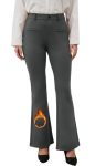 Vimpep Fleece Lined Work Pants Women Warm Winter Thermal High Waist Pull On Stretchy Yoga Dress Pants Flare Leggings For Cold We