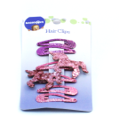 Glitter And Unicorn Snap Clips 6 Pack - Pink