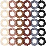 30PCS Small Satin Silk Scrunchies Bulk For Women Thin MINI Hair Ties Bands