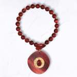 Circle Pendant Beaded Necklace - Burgundy Free