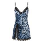 Women's Leopard Print Silk Lace Trimmed Nightdress
