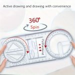 1PC Versatile Geometric Drawing Ruler - Swivel Design For Middle & High School Artistic Parabolic Templates Back-to-school Essen