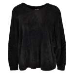 Fluffy Batwing Knit Top - Black Free