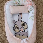 Baby Nest Baby Sleeping Pod Pink Flowers Green Leaves Bambi Set