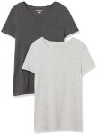 Amazon Essentials Women's Regular-fit Short-sleeve T-Shirt Crewneck And V-neck Options Pack Of 2 Charcoal Heather light Grey Hea