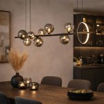 Noctra Glass Linear Pendant Light Cluster - Smoke - Cct