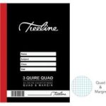 Treeline A4 3 Quire Hardcover Book -quad And Margin   288 Pages    Pack Of 5   - Quad & Margin