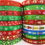 1PC 2YARDS 25MM Grosgrain Printed Christmas Ribbon For Diy Handmade Design Christmas Decoration Sewing Fabric Gift Wrapping Jewelry Making Package Display Supplies