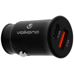 Volkano On-the-go USB + Type-c 12W Car Charger - Black VK-PDQ-305-BK