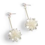 White Flower Drop Earrings