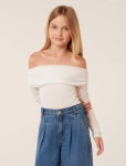 Cassidy Teen Off Shoulder T-Shirt - 16 White Cloud