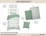 Kids Duvet Set Green Checkered Heart