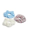 Kids Floral Print & Broderie Fabric Scrunchies 3-PACK