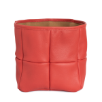 Leather Square Basket - Red