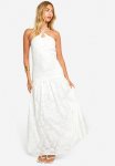 Textured Floral Halterneck Maxi Dress - Ivory