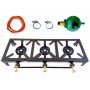 Zs - 3 Burner Triple Gas Burner 4 Legged With Hose And Regulator Set
