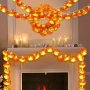 167.64CM LED Marigold Garland With Lights - Battery-powered Perfect For Halloween & Easter Decorations Ideal For Weddings And Parties