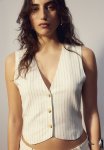 Suit Waistcoat - Cream Pinstriped