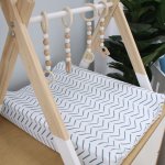 Changing Mat Cover Herringbone Ocean Blue And White
