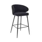 Tessa Metal And Fabric Barstool Black Grey - Dark Grey