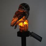 Solar Powered Owl Shape LED Night Light Garden Lawn Lamp Brown