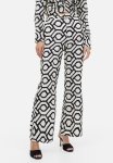 Flared Trousers - Cream Patterned