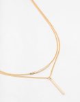 Goldair Gold Double Chain Bar Necklace