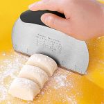 Stainless Steel Dough Scraper With Measuring Scale 6.2 Inches Food Spatula For Vegetables Bread Pizza Pastry Baking & Kitchen To