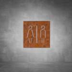 Toilet Male And Female Sign D07 - Rust - Powder Coated Aluminum