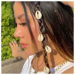 Allereyae Vintage Shell Hair Braid Rings Gold Dreadlocks Clip Conch Braid Hair Rings Clips Cowrie Pendant Hair Cuff Decoration C