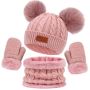 3PCS Hat Scarf Set Children Children's Winter Hat Scarf Gloves