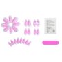 24 Piece Glossy Medium Almond Gradient Heart And Bow Press On Nail Set - Pink