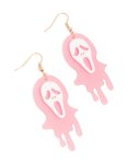 Pink Acrylic Melting Ghost Face Drop Earrings