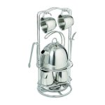 Melissa Stainless Steel Pretend Play Tea Set And Storage Rack