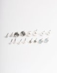 Silver Pearl & Diamante Stud Earrings 8-PACK