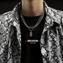 Fashion Square Pendant Double-layer Chain Necklace For Men