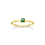Ring With Green Stone Gold - 54