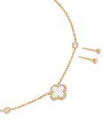 Waterproof Gold Plated Stainless Steel Flower Outline Necklace & Earrings Set
