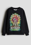 Print-motif Sweatshirt - Black