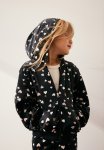 Velour Zip-through Hoodie - Black Hearts