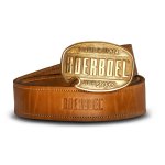 Tan Leather Belt Brass Buckle Antique - 122CM 48
