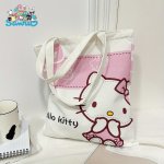 Authorized Sanrio Hello Kitty Kuromi Shoulder Bag Canvas Bag Kt Family Cartoon Cute Tutoring Bag A4 Document Bag Large Capacity