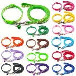 Pet Dog Collar And Leash Set Cute Paw Pattern Nylon Dog Collar With Bell Long Dog Walking Leash