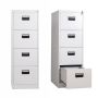 Steel Vertical 4 Drawer Filing Cabinet Cupboard Locker With Black Inner Handle - Light Grey