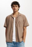 Cotton On Palma Short Sleeve Shirt - Taupe Chevron